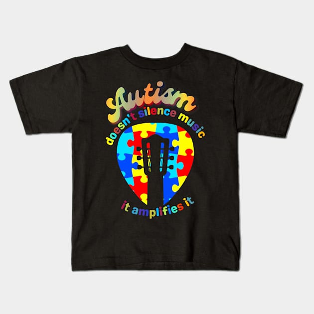 Autism Doesn't Silence music it amplifies it | Autism awareness for Musicians Kids T-Shirt by Kishu